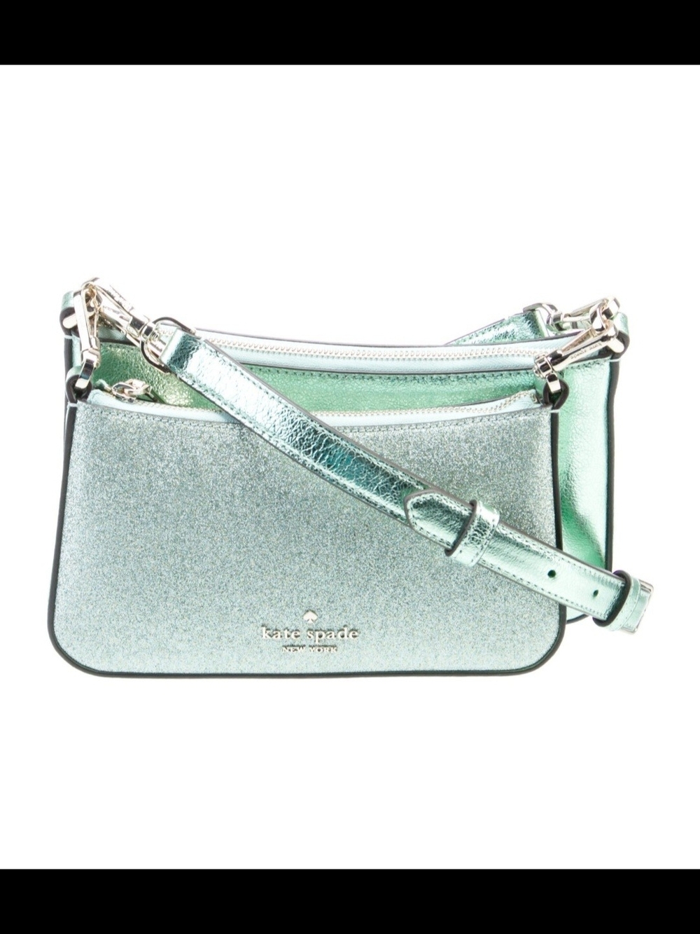 kate spade Metallic Mint Green Triple-Pouch Crossbody